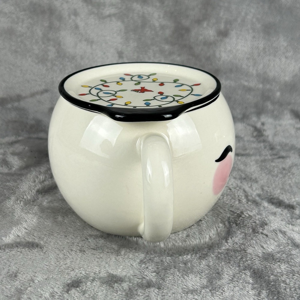 Temptations By Tara Kawaii Face Mug With Saucer Lid Holiday Themed Dove & Lights - Picture 2 of 13
